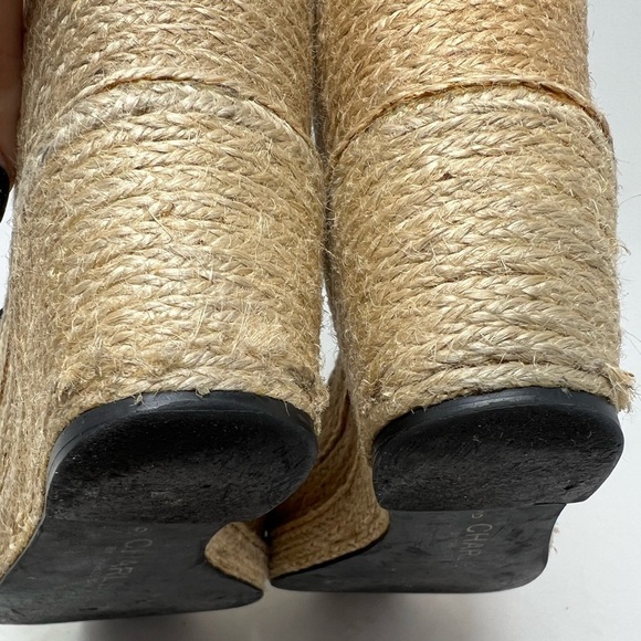 Charles David Microfiber Suede Jute Tall Wedge Open Toe Beachy Sandals Shoes - Picture 9 of 14